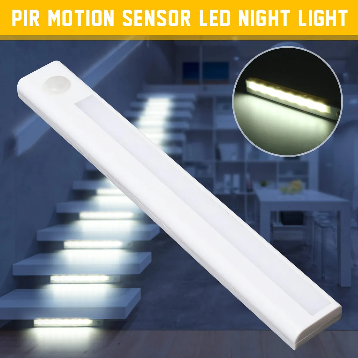 

Motion Sensor Wireless LED Night Lights Bedroom Decor Light Detector Wall Decorative Lamp Staircase Closet Room Aisle Lighting