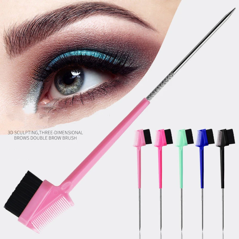 

1 Pc Eyebrow Brush Hair Edge Brush with Rat Tail Comb Double Sided Control Hair Comb Hair Edge Brush Comb for Hair or Eyebrow