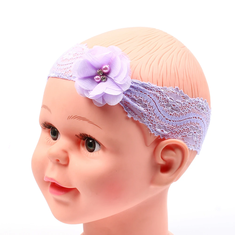Повязка на голову детская с цветами кружевом головной убор для малышей | Детская