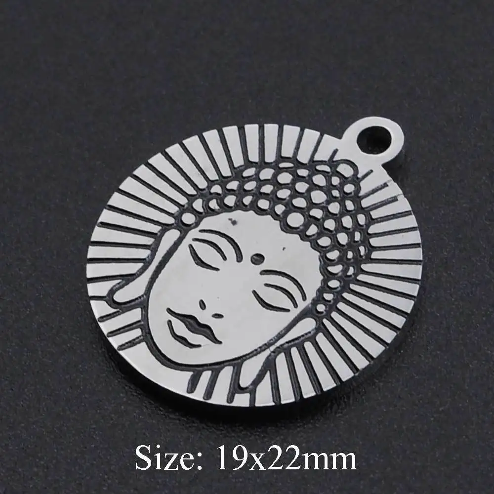 

5pcs/Lot 100% Stainless Steel Charms Round Disc Curved Yoga Wolf Buddha Heart Tree Pendant Diy Jewelry Making Findings 19x22mm