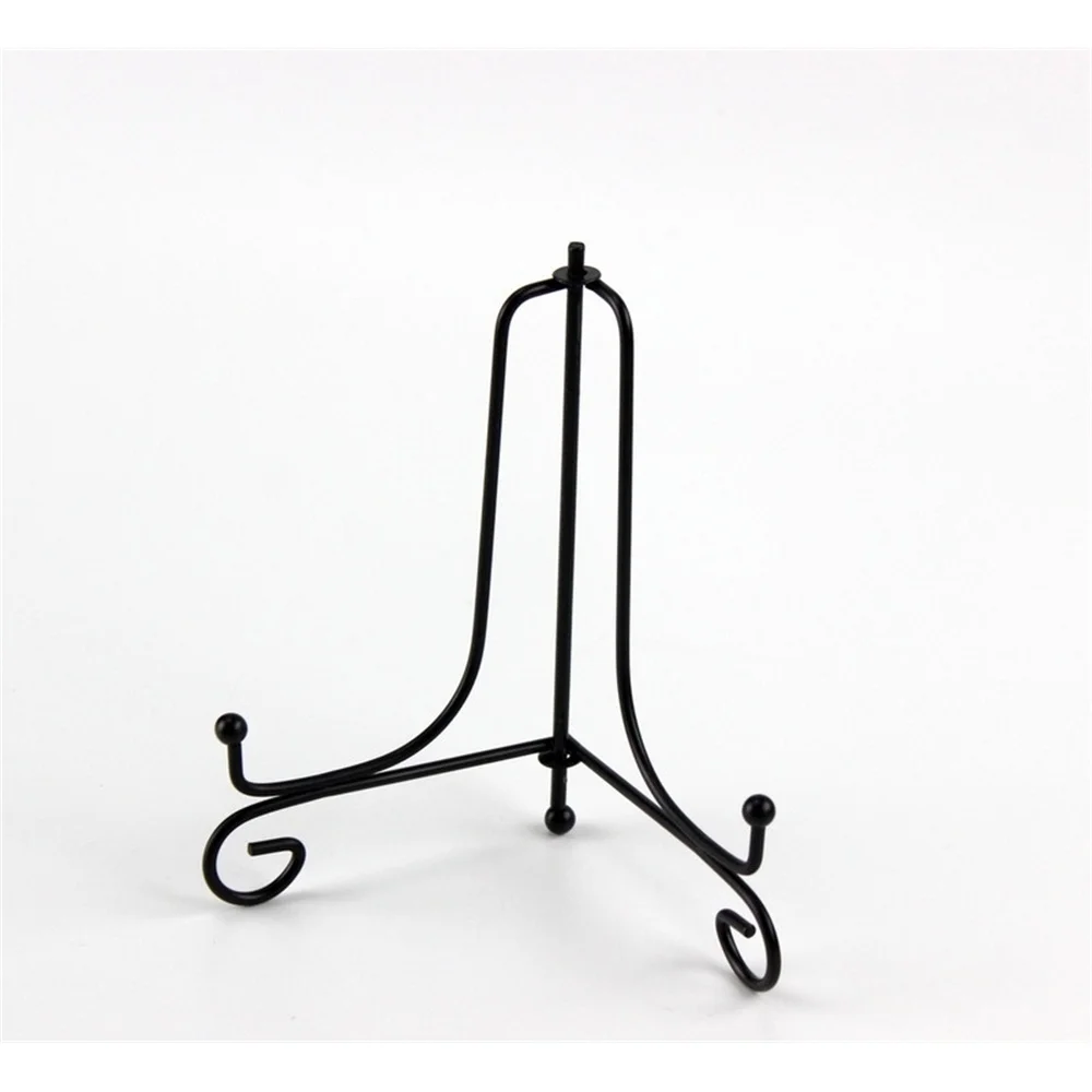 

6 Inches Metal Black Dish Shelf Rack Plate Dish Photo Frame Holder Craft Metal Display Stand Desktop