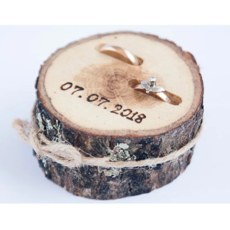 Индивидуальная деревенская Свадебная деревянная коробочка для колец коробка