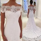 Vestido De Noiva 2021 кружево Свадебные платья Русалочки с отвесной спинкой с открытыми плечами Длинные свадебные платья с длинным рукавом, белые вечерние платья