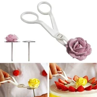 2pcsset piping flower scissors nail safety rose decor lifter fondant cake decorating tray cream transfer baking pastry tools