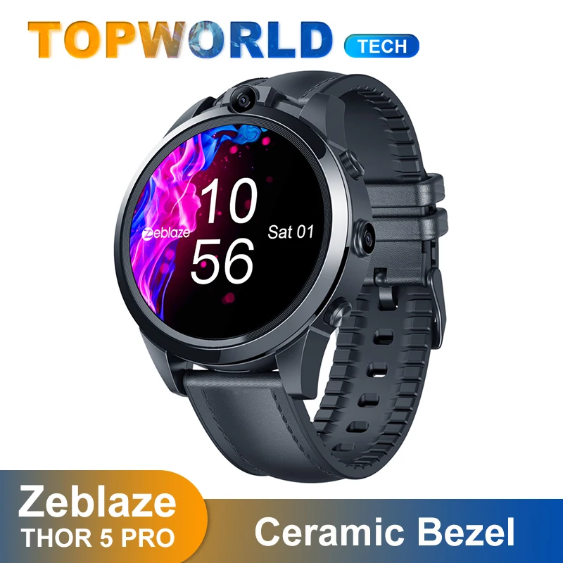 Смарт часы Zeblaze THOR 5 PRO с керамическим ободком и сенсорным экраном 1 6 дюйма 4G LTE