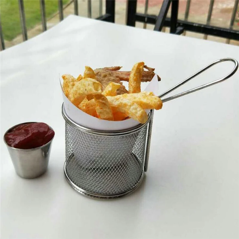 1 шт. мини-чипсы из нержавеющей стали глубокая жарка корзины для еды презентация