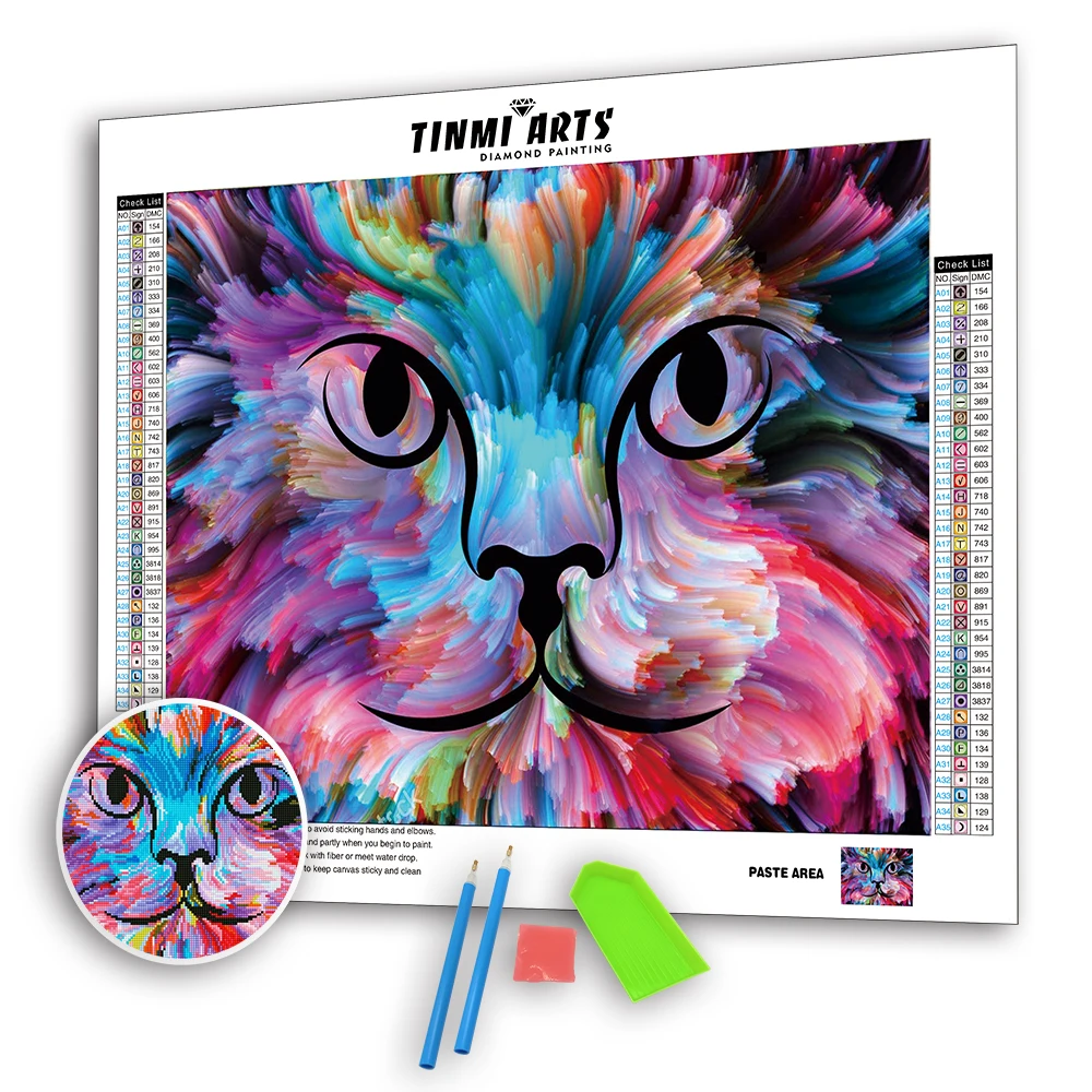 5D сделай сам полностью алмазная живопись картины с акварелью кошкой круглая