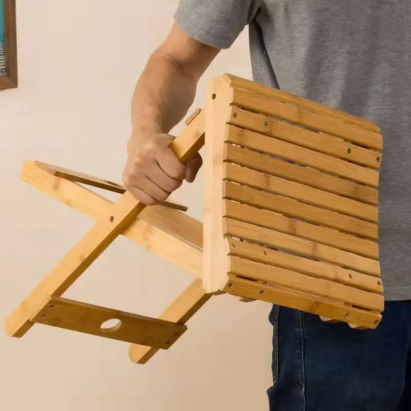 Бамбуковый складной стул портативный домашний стул из твердого дерева Maza для отдыха на природе, рыбалки, небольшая скамейка низкого уровня.