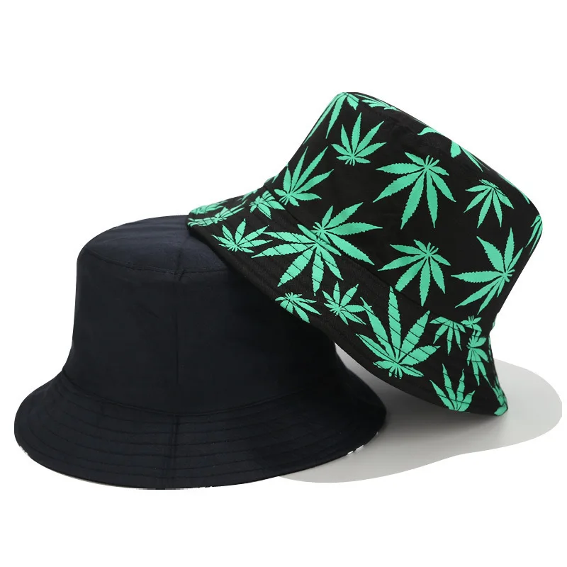 

Unisex Leaf Print Bucket Hat Hip Hop Fisherman Hat Men Women Outdoor Summer Casual Cotton Cap