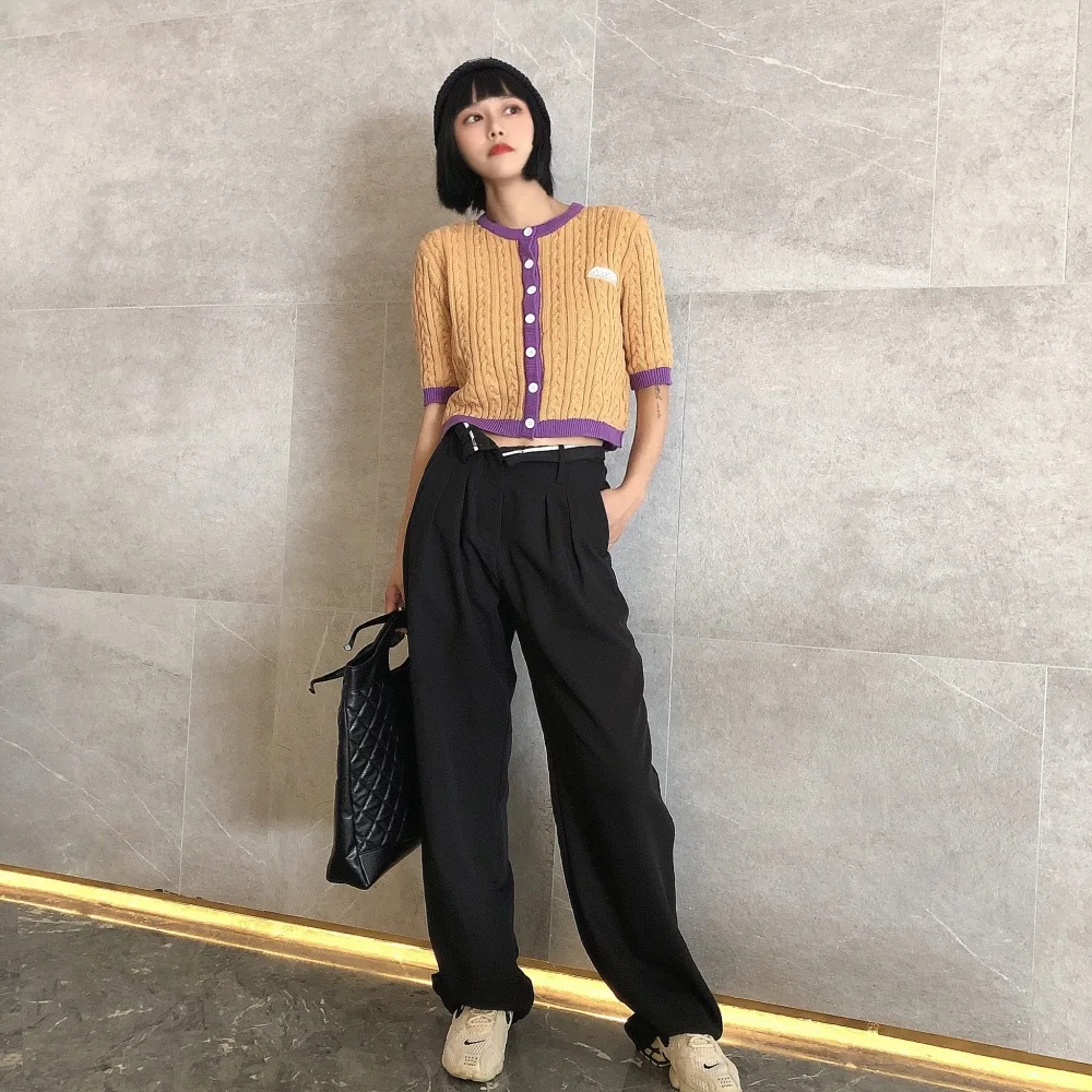 

2022 S/S new high-waisted flanging slim cigarette pipe wide-leg suit trousers women's loose straight casual pants