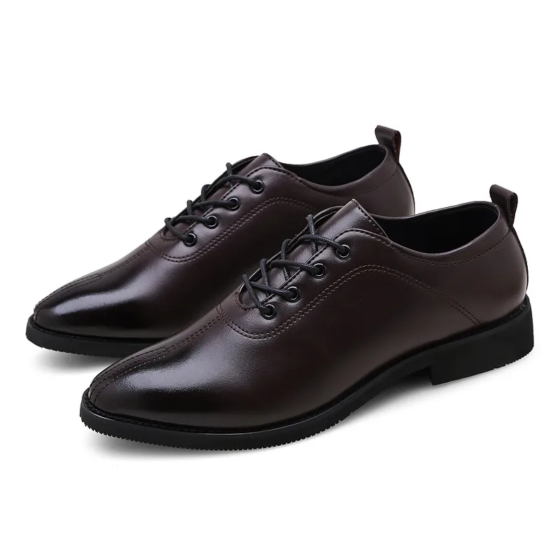 Luxury Italian Leather Shoes Men New Fashion Lace Up Brown Black Wedding BusinessFormal Oxfords *189 | Обувь