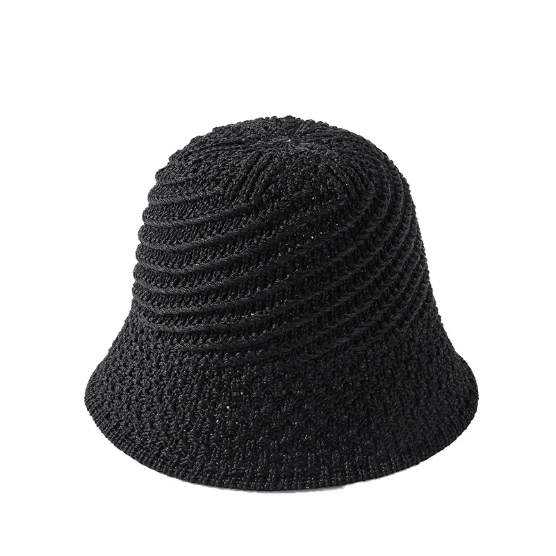 

Spring and Autumn 2021 new lady sunshade hat summer linen knit bucket hat helical splicing sun protection hat 7 colors