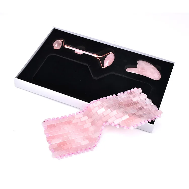 

Jade Rose Quartz Eye Massage Shield Facical Massage Roller Jade Guasha Board Gouache Scraper Eye Massage Relaxation Set