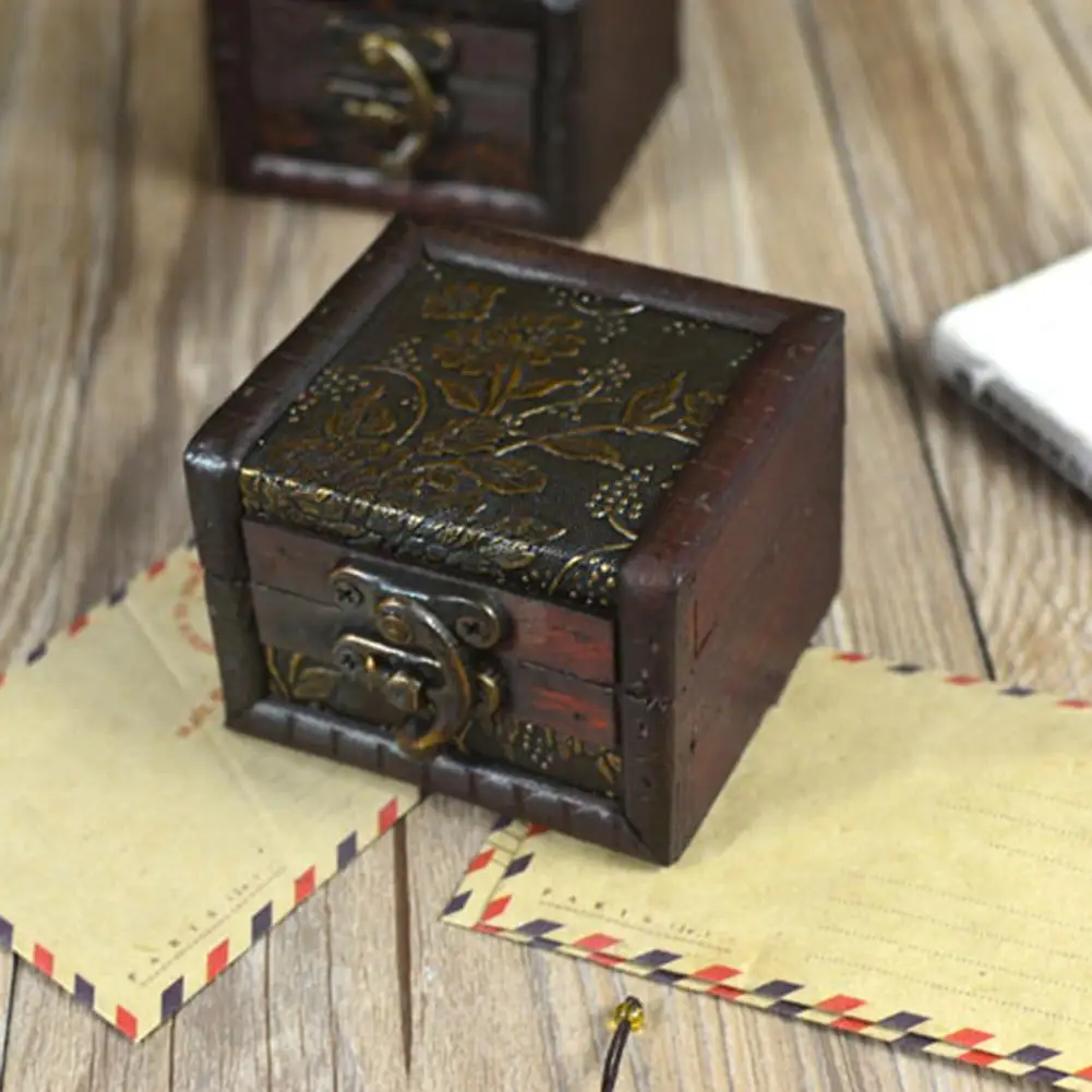 Винтажная деревянная шкатулка ручной работы с замком чехол для ювелирных