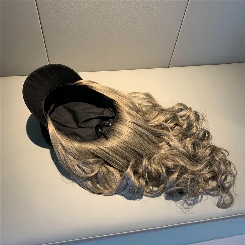 

202103-JS fashion hat patchwork Curly False hair lady service Octagonal hat women leisure visors cap