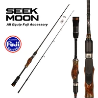 seek moon high carbon lure fishing rod mmlmh power 1 98m 2 1m 2 4m wood handle fuji guides reel seat casting spinning rod