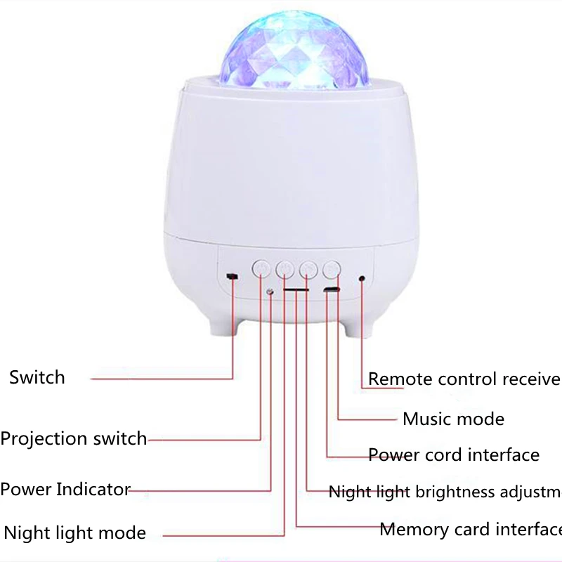 

Creative Starry Sky Projector Lamp Usb Music Atmosphere Night Light Led Colorful Bedroom Decoration Light Birthday Gift for Kids