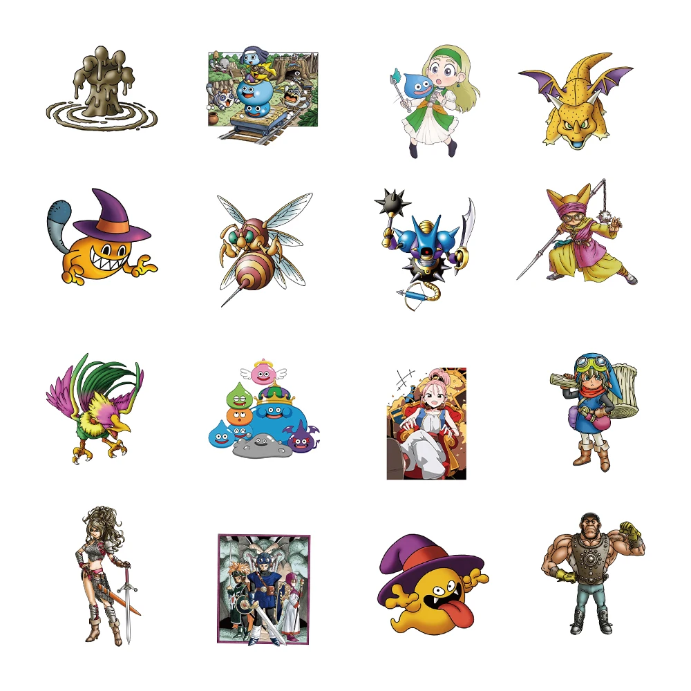 Juego cl&aacute;sico japon&eacute;s de Dragon Quest, pegatinas de &aacute;lbum de recortes para monopat&iacute;n, guitarra, motocicleta, maleta para port&aacute;til, 10/50 Uds.-3