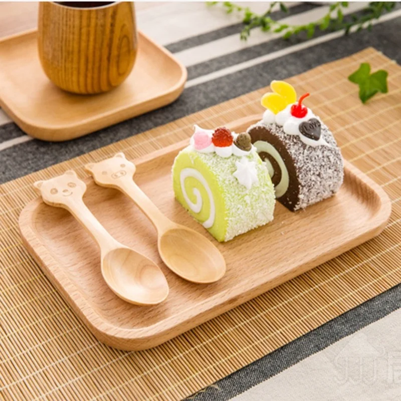 

Wooden Storage Tray Original Color Rectangle Tea Set Breakfast Trays Japanese Style Snack Fruit Dessert Plate Wood Tableware