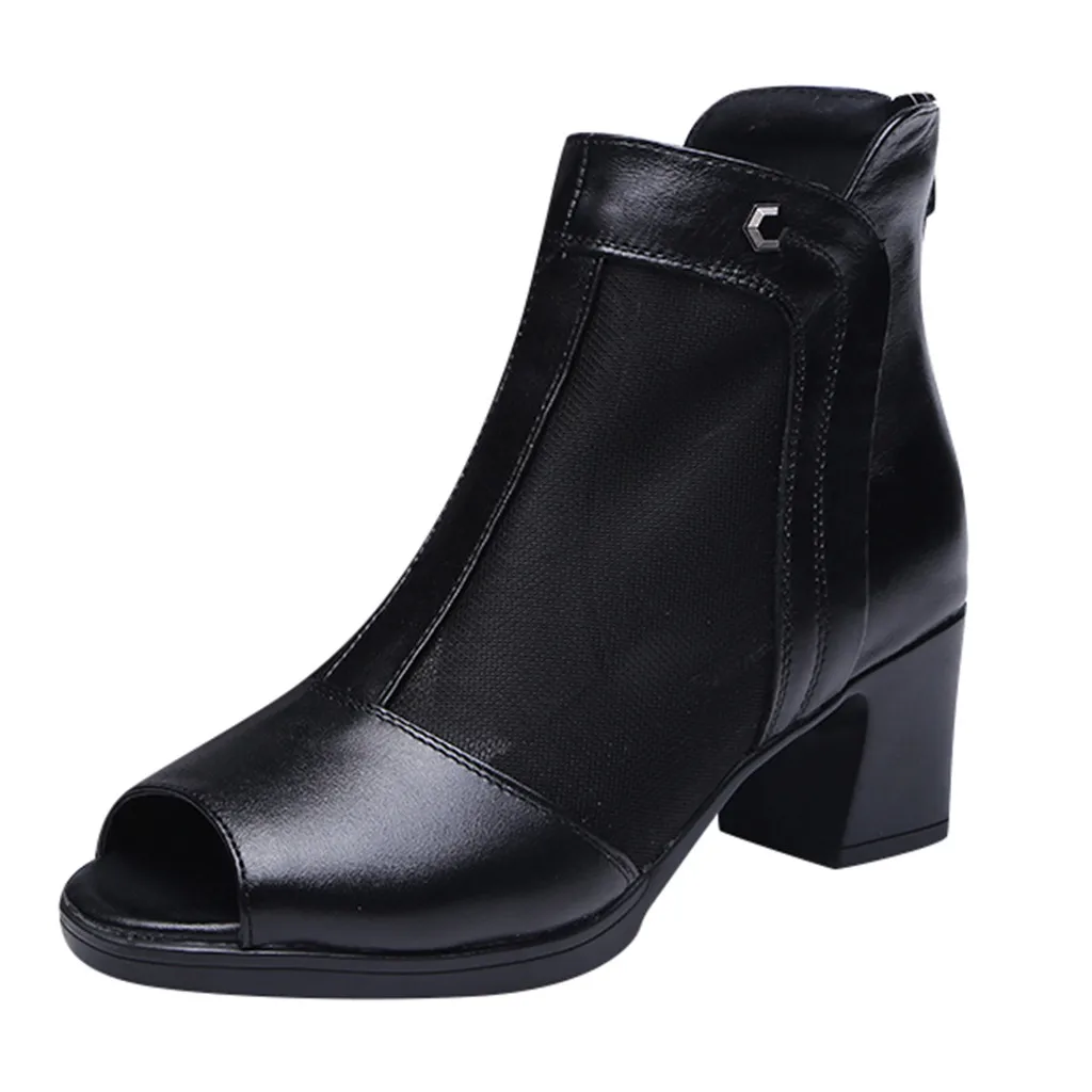 

Sandals Woman Shoes Opening Net Boots With Mesh Lace Skin Solid High Heel Creativity Fashion Sandals Women Summer Shoes