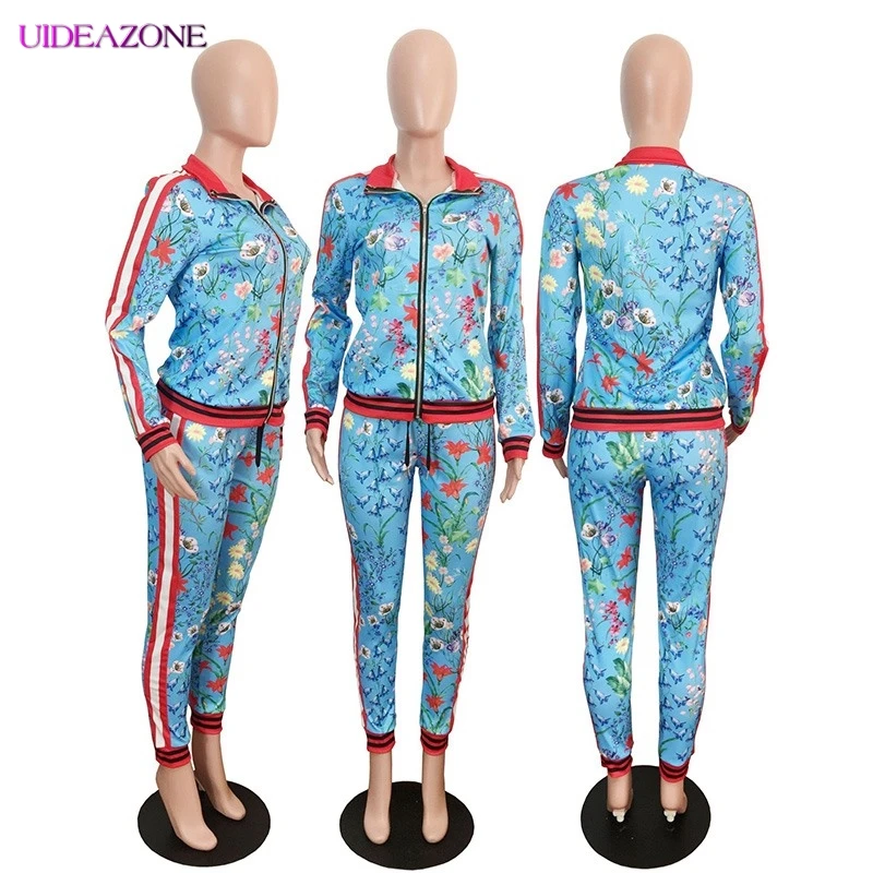 Женский Повседневный костюм UIDEAZONE кофта на молнии с длинным рукавом и цветочным
