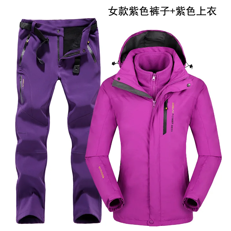 Лыжный костюм для женщин походная куртка и брюки зимняя флисовая подкладка