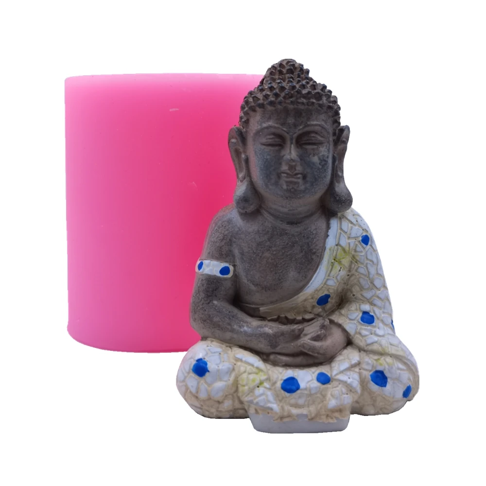 Moldes de silicona 3D de Buda, molde de vela de jabón hecho a mano, decoración del hogar, Santo Budista Tibetano de artículos religiosos