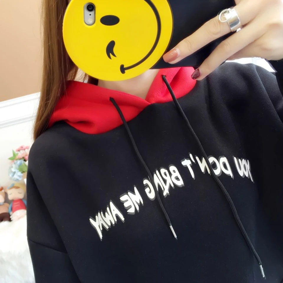 

Plain Thick Hoodies Women Warm Sweatshirt Poleron Mujer 2021 Harajuku Oversized Hoodie Text Letter Print Kangaroo Pocket Hoodie