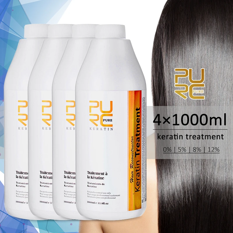 

PURC Keratin Hair Treatment Shampoo Brazilian Smoothing Keratin Straightening Cream Repair Damaged Hair Care Product 4pcs 1000ml