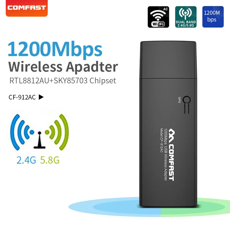 COMFAST USB WiFi адаптер 1200 Мбит/с высокоскоростная Двухдиапазонная беспроводная