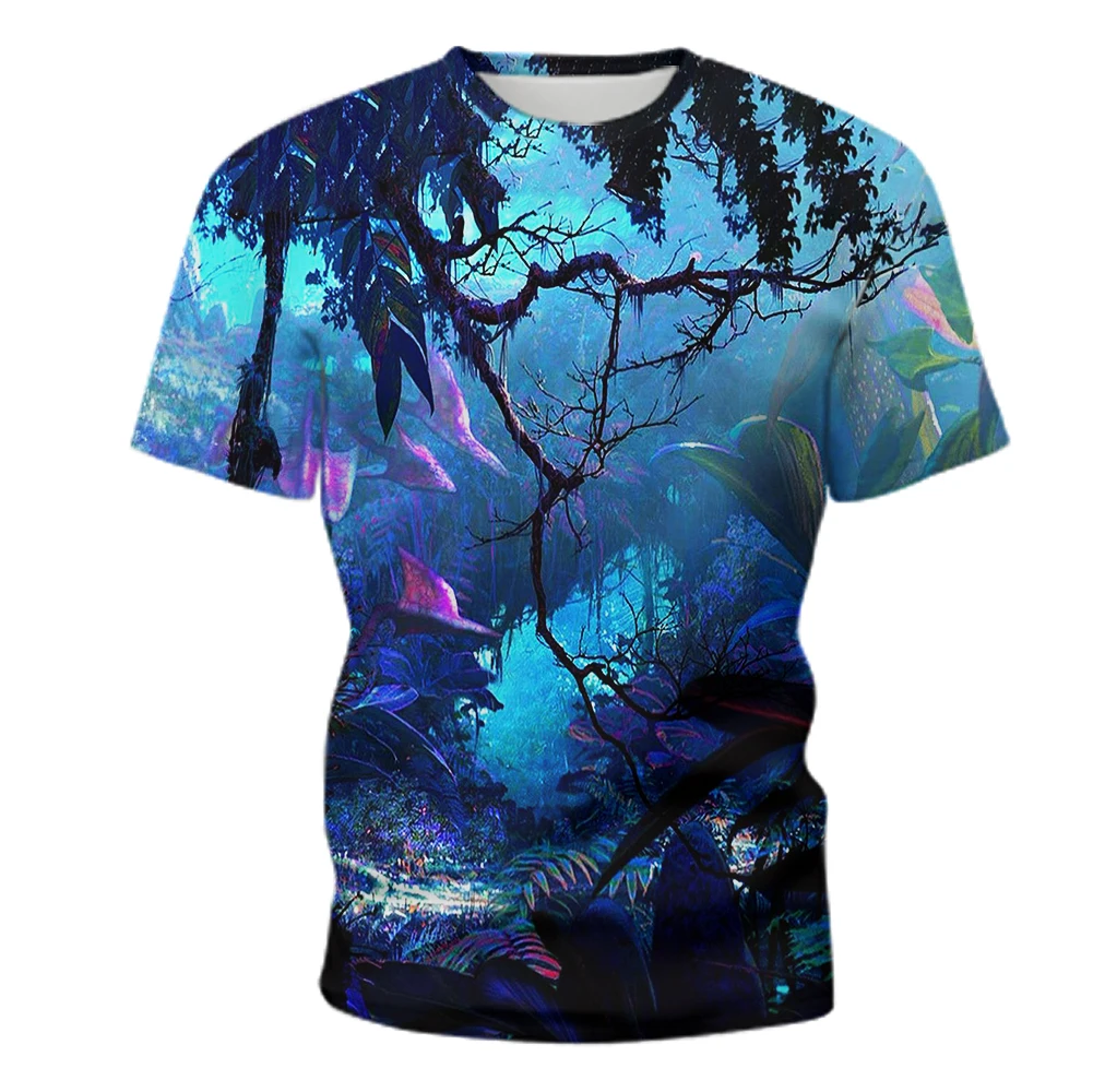 

2021 summer new men's T-shirt sci-fi movie avatar graphics 3D printing shirt teenager fashion hip-hop O-neck street short-sleeve