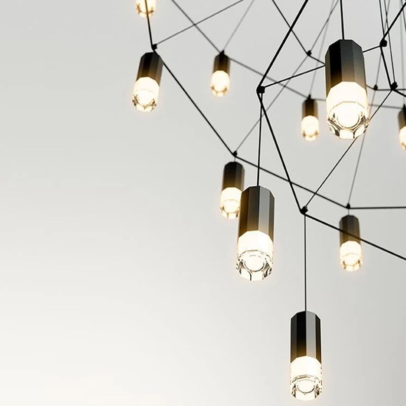 Lámparas colgantes artísticas de hierro minimalistas para sala de estar, iluminación colgante LED multipunto artesanal con bombilla G9, decoración para Bar y Hotel