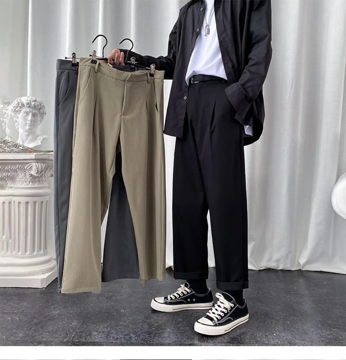 

2021 Men Harajuku Korean Fashions Harem Pants 2021 Mens Streetwear Khaki Wide Leg Pants Male Vintage Casua Joggers Pants 5XL