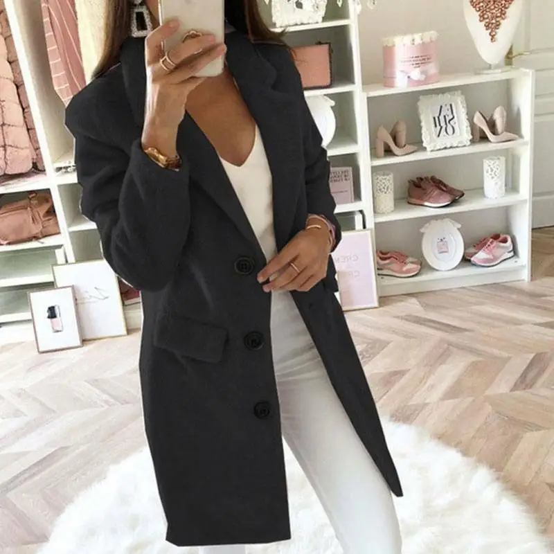 

2020 Winter New Single button Slim Coat Women Faux Overcoat Coats Warm Fur Thick Female Loose Jacket Length Medium B0Z7