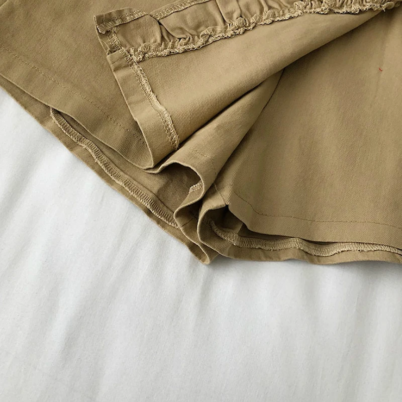 

Women Shorts Button Pleated Loose Summer Sexy Asymmetrical All-match Chic Stylish Womens Lady Bottom A-line Korean Style Slim