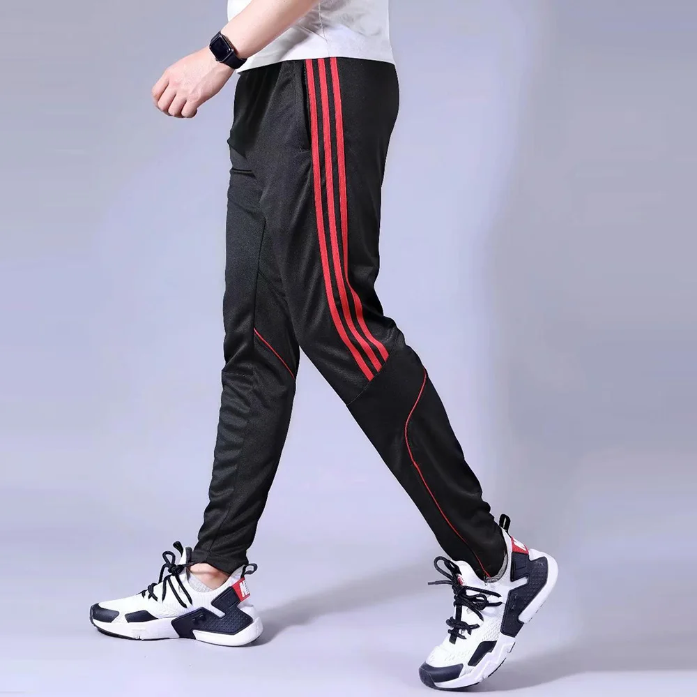 

New Mens Running Pants Sport Leggings zipper pocket Athletic Football Soccer Training Long Pants Fitness jogging Gym Trousers