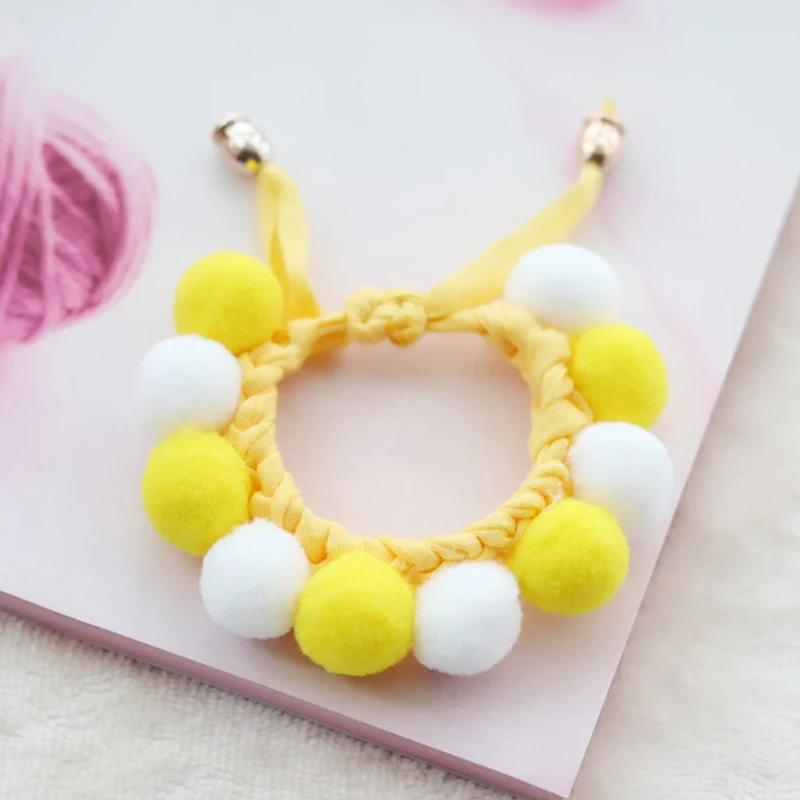 Plush Ball Bead Cute Cat Collar Woven Purple Sweet Dog Pet Necklace Scarf Kitty Accessories Puppy Neck Strap Yorkie Chihuahua | Дом и сад
