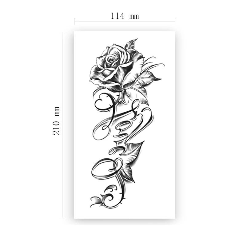 

Temporary Tattoo Stickers Sexy Rose Flowers Love Letter Leaves Fake Tattoos Waterproof Tatoos Leg Arm Large Size for Women Girl