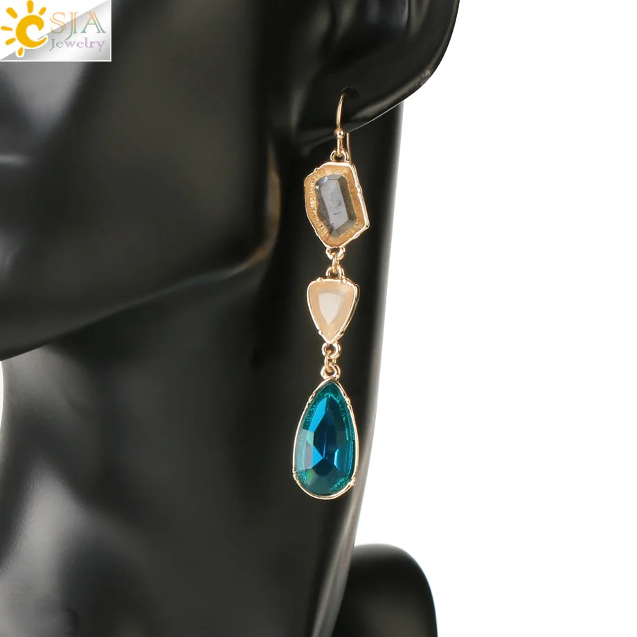 CSJA 2020 Новое поступление длинные висячие серьги для женщин золотого цвета