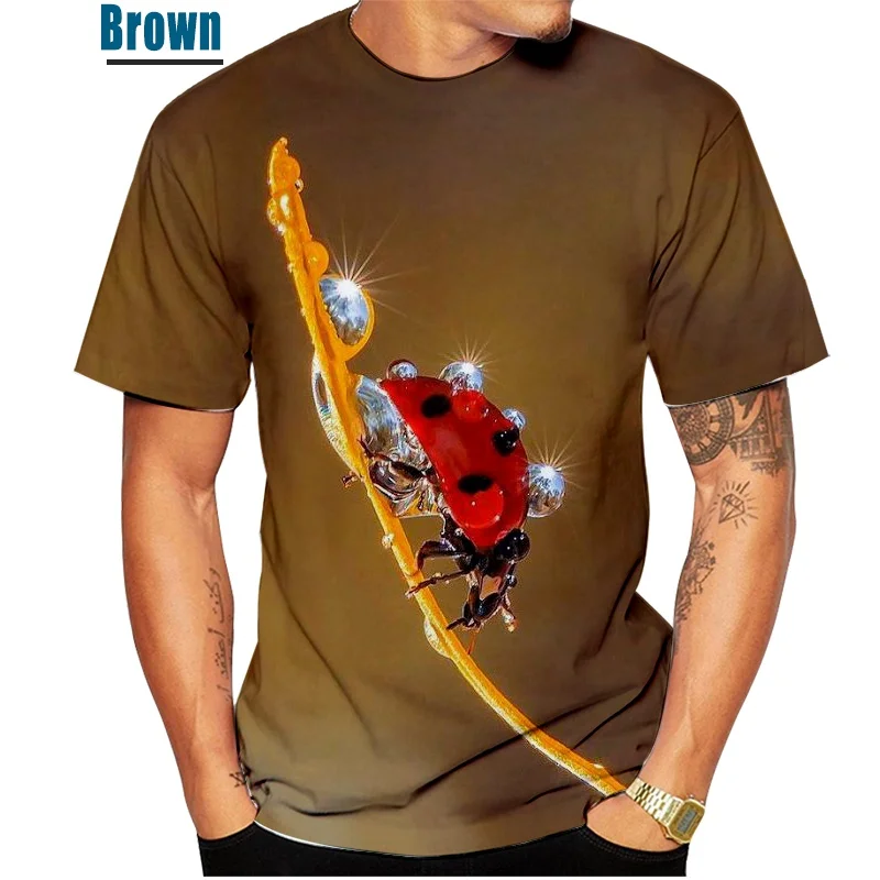 2021 Summer New Seven Star Ladybug 3D Printed T-shirt Men's/Women's Fashion casual short sleeve shirt tops XS~5XL | Мужская