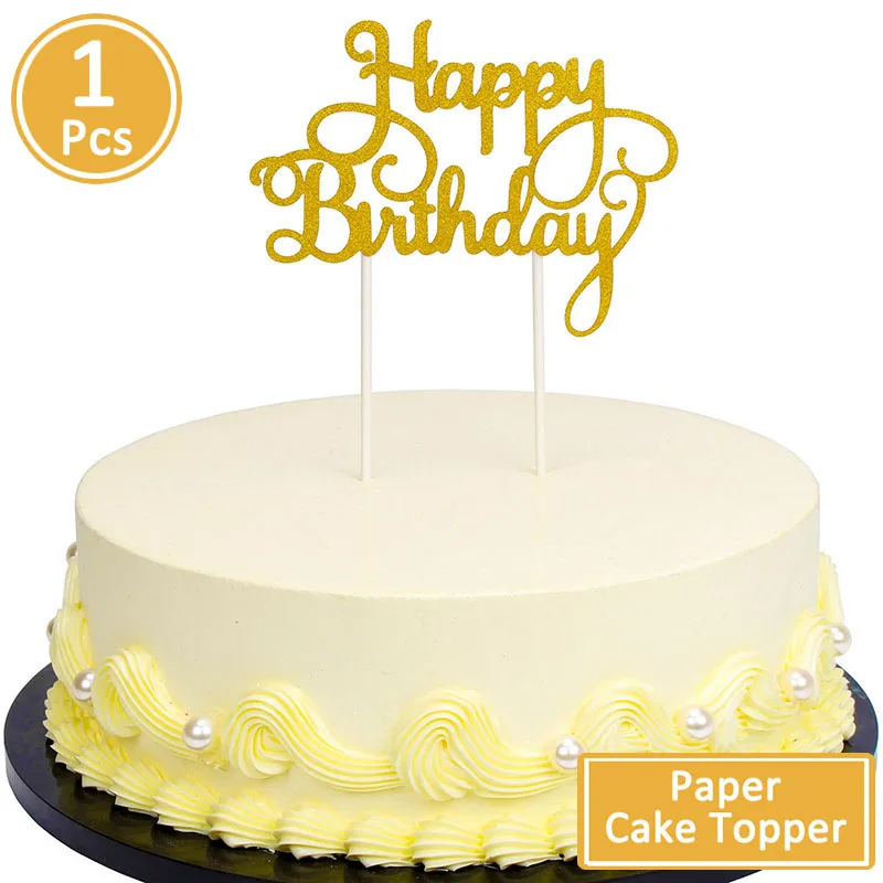 1pcs gold topper 6 шт. один блестящий бумажный кекс топперы первый день рождения украшения первый ребенок мальчик девочка мой 1 год я один поставки - Цвет: 1pcs gold topper
