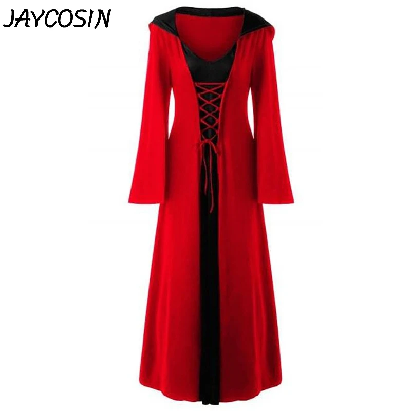 JAYCOSIN женское платье большого размера для хеллоуина с капюшоном в стиле пэчворк