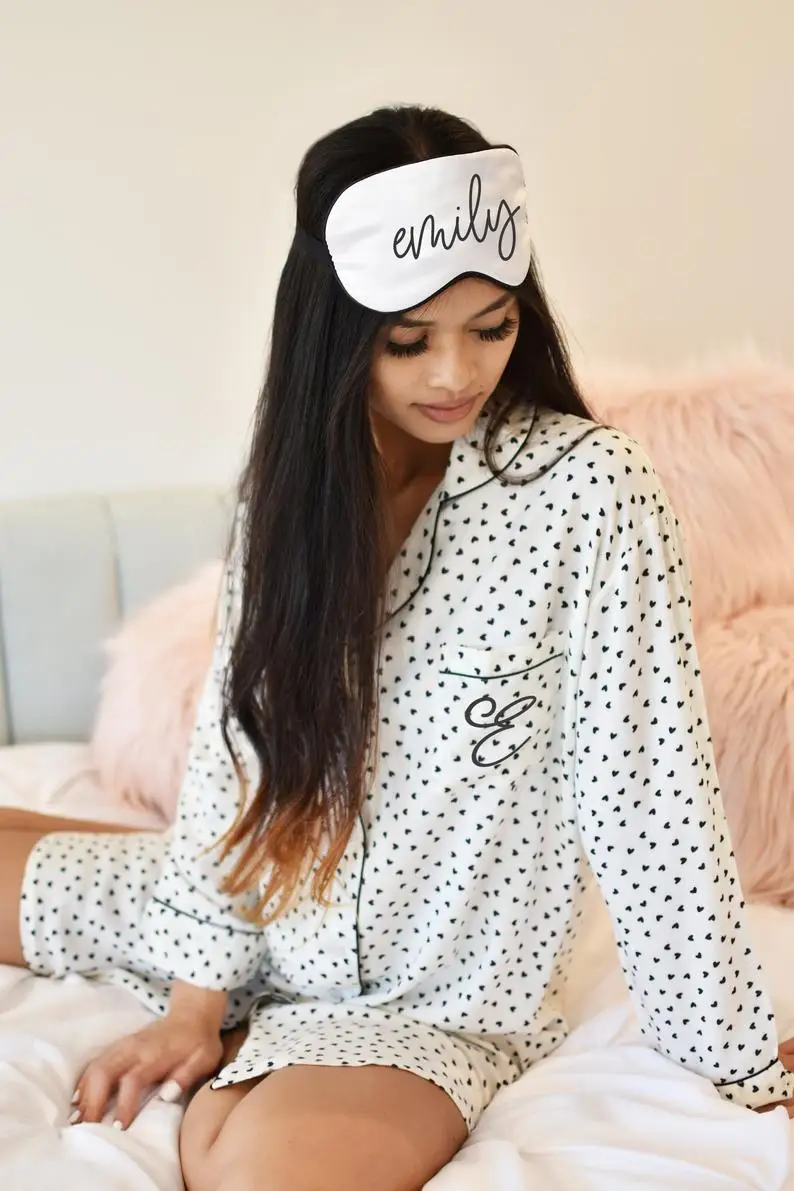 Пижама для Для женщин сна рубашки монограмма одежда пижама с монограммами