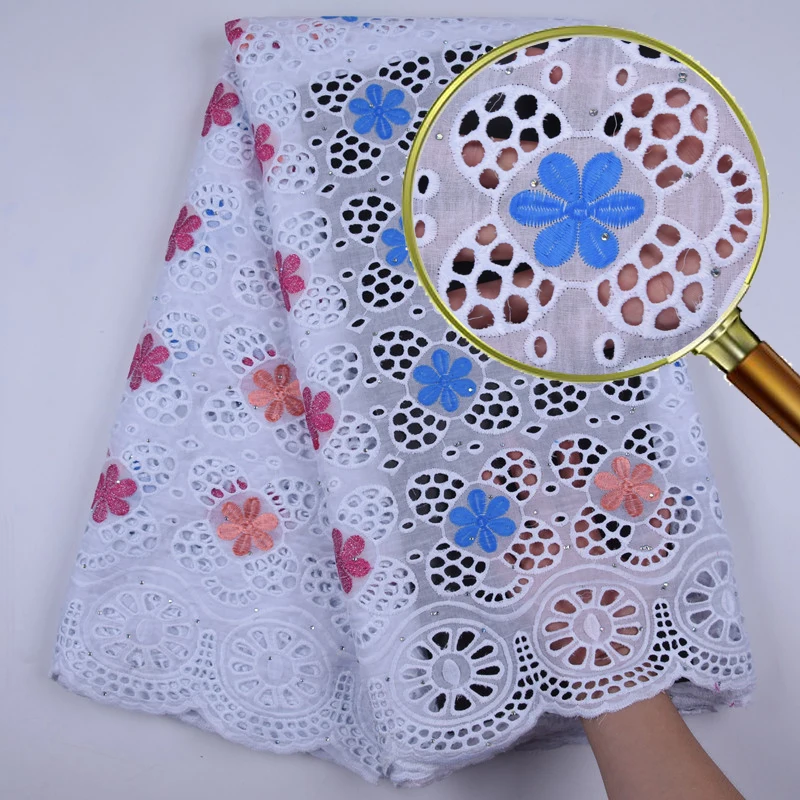 Африканская нигерийская ажурная кружевная ткань Высококачественная хлопковая с