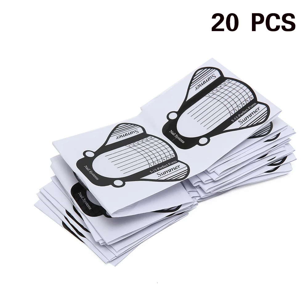 20pcs Nail Form Ladymisty 100 шт французские кончики для наращивания ногтей, инструменты для наращивания ногтей, гелевые наклейки для наращивания ногтей, акриловые кончики для лака для ногтей - Цвет: 20pcs Nail Form