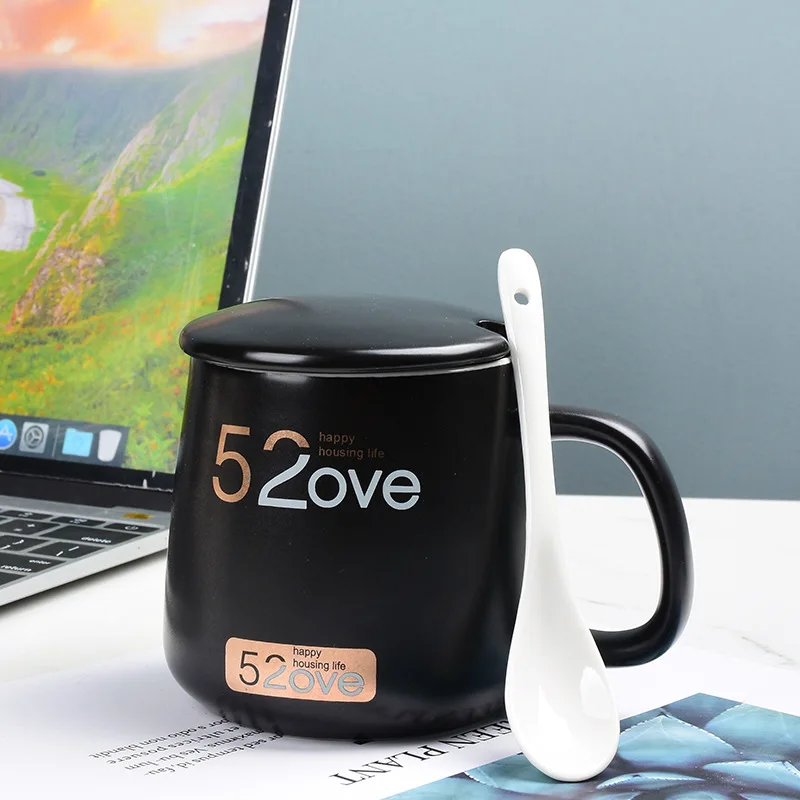 

Ceramic Mug Mug Couple Mug With Lid Spoon Coffee Mug Living Room Special Gift Mug Casual Coffee Mug Coffe Cup