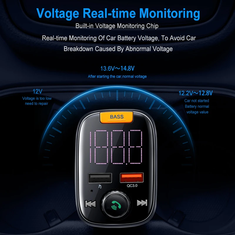 Автомобильное зарядное устройство Elough USB Quick Charge 4 0 3 QC QC4.0 Bluetooth fm передатчик