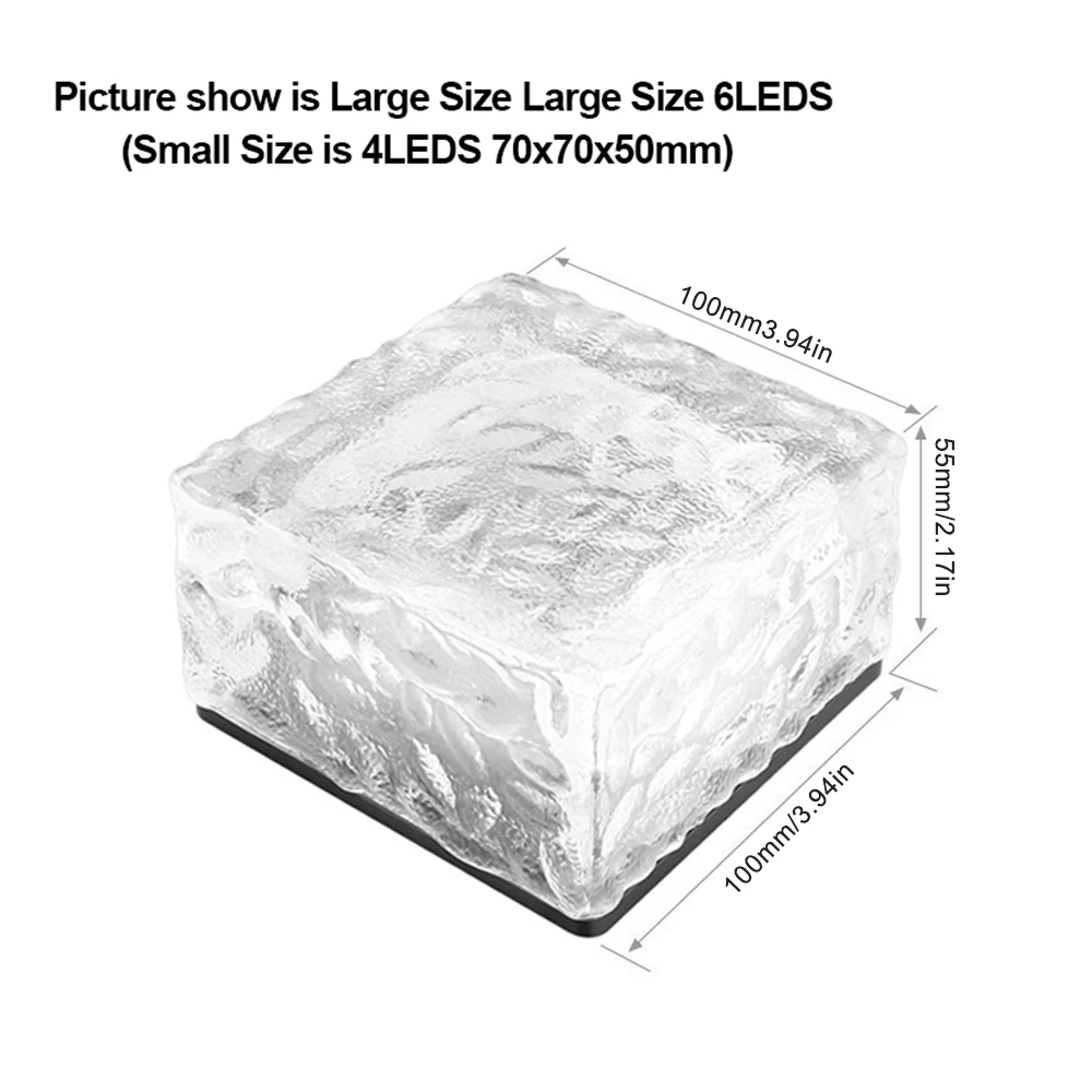 

Outdoor Decor Light Ice Brick Light LED Solar Powered Glass Ice Cube Rock Brick Light Garden Lawn Lights Pathway Landscape Light