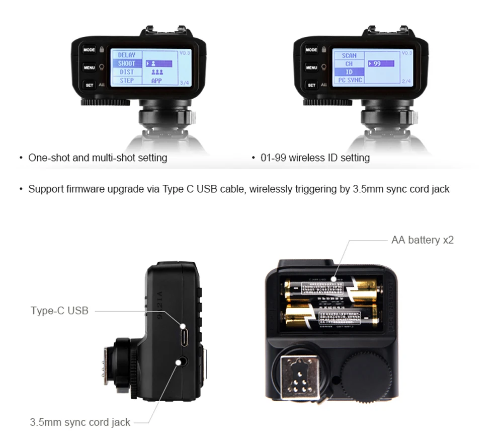 Godox X2T 2,4G ttl Беспроводной триггер для вспышки HSS 1/8000 передатчик X2T-C X2T-N X2T-S X2T-F X2T-O для цифровой зеркальной камеры Canon Nikon sony фужи Олимпус