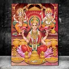 Индийский Золотой постер Ганеша, индуийский Бог богатства, картины на холсте, храм, слон, Бог, принты, религия, искусство, настенные декоративные картины